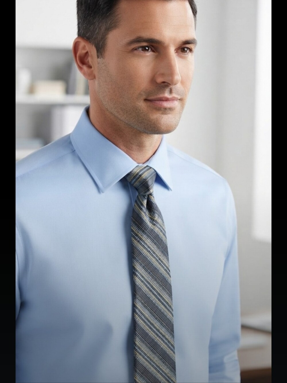 George Blue, Gray, and Cream Diagonal Stripe Tie